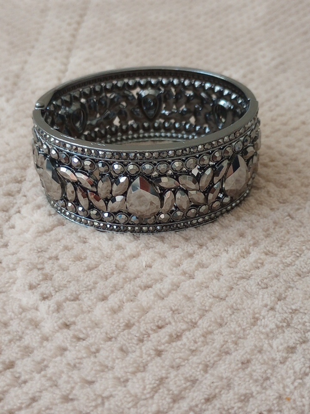 Gunmetal Crystal-Embellished Cuff Bangle - Picture 5 of 5